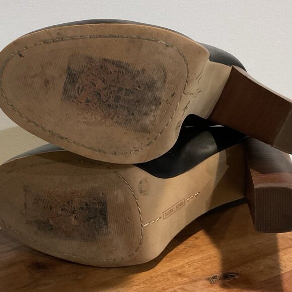 Vince Camuto Black Leather Boots Tall Heel - Picture 9 of 13